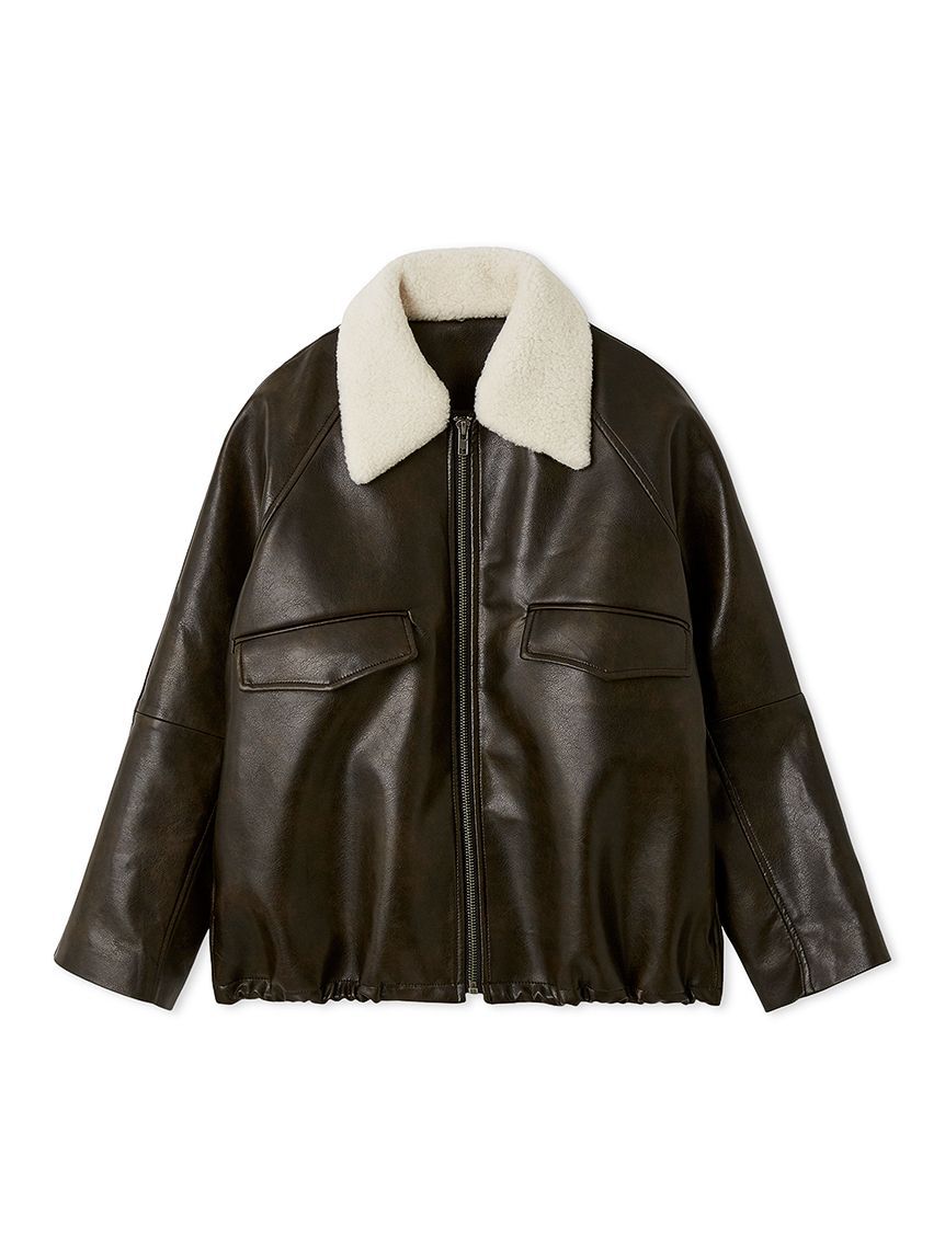 Mila Owen「ステンカラーフェイクレザーブルゾン」|ブルゾン・スタジャン|