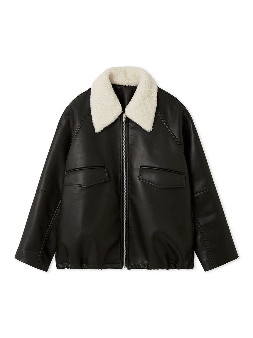 Mila Owen「ステンカラーフェイクレザーブルゾン」|ブルゾン・スタジャン|