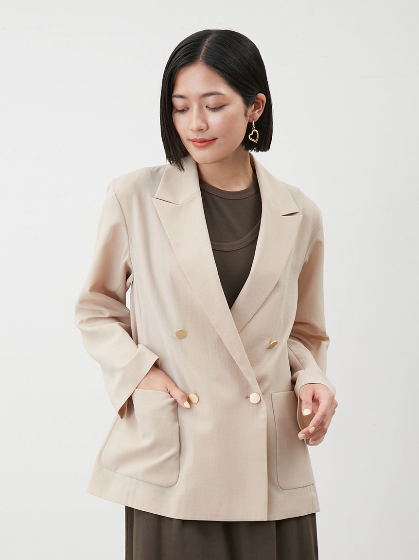 Mila Owen「クールタッチ金釦ダブルブレストブレザー」|テーラードジャケット|