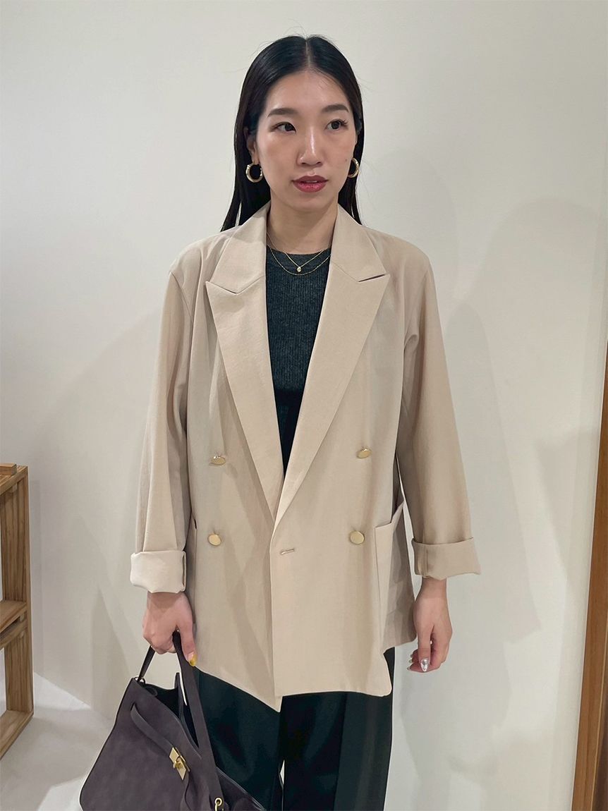 Mila Owen「クールタッチ金釦ダブルブレストブレザー」|テーラードジャケット|
