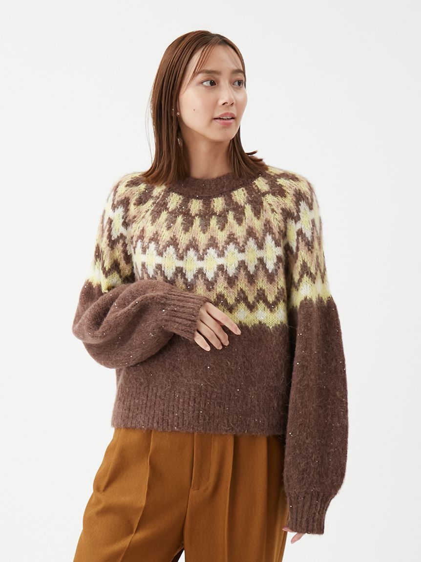 Mila Owen「アルパカシャギーノルディックラメニット」|ニット・セーター|BRW