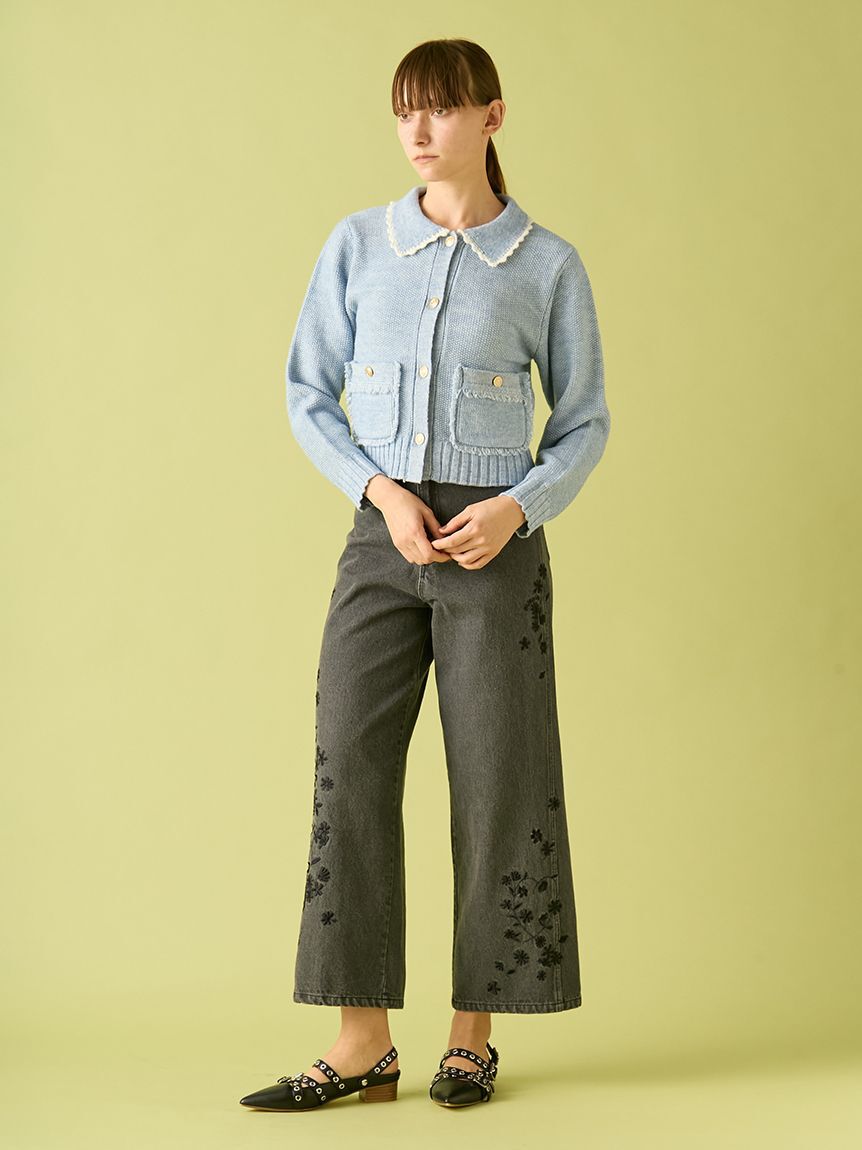 FURFUR「フラワー刺繍デニムパンツ」|デニム|