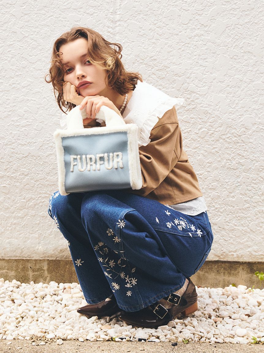 FURFUR「フラワー刺繍デニムパンツ」|デニム|
