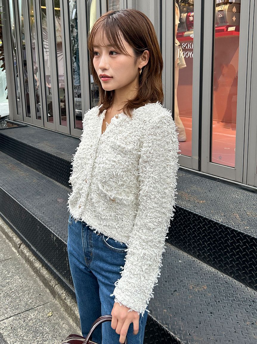 SNIDEL「ミックスツイードライクニットカーディガン」|ニット・セーター|