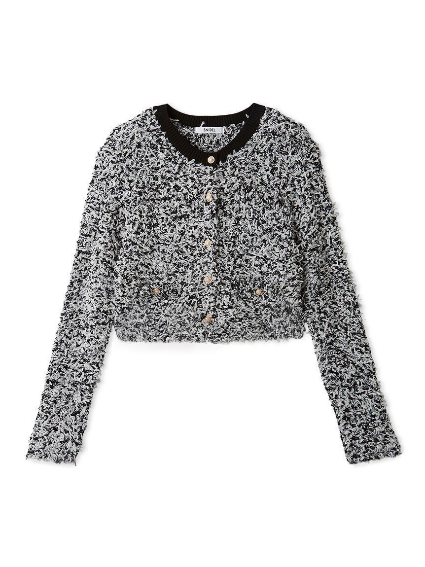 SNIDEL「ミックスツイードライクニットカーディガン」|ニット・セーター|BLK