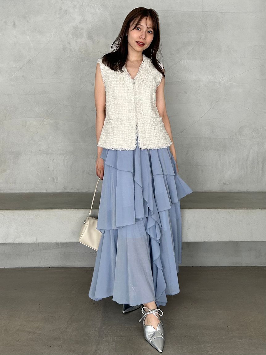 FRAY I.D「アシメフレアスリットティアードスカート」|スカート|BLU