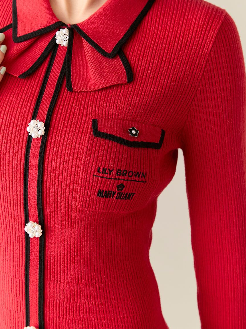 LILY BROWN「【LILY BROWN&times;MARY QUANT】デイジー釦付きビジューミニニットワンピース(Hearts2Hearts着用)」|ワンピース|