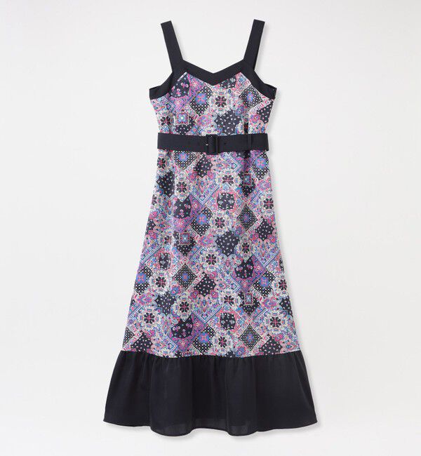  「サテンジャカードキャミソールドレス」|ドレス|ネイビー