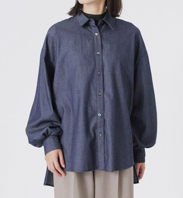  「デニムバックギャザーブラウス」|シャツ・ブラウス|