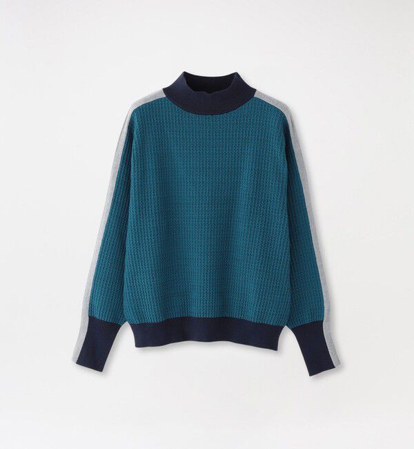  「2フェイスブロッキングニット」|ニット・セーター|ライトグリーン