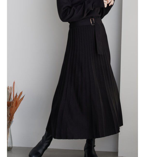 IKKA LOUNGE「フィット＆フレアニットプリーツワンピース」|その他|