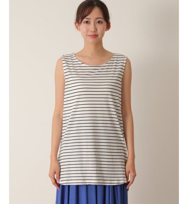 ikka「【雑誌 InRed 6月号掲載】【接触冷感／UVカット】コットンUSA裾ラウンドノースリプルオーバー」|タンクトップ|