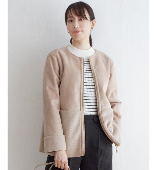 ikka「ファー切り替えジャケット」|その他|