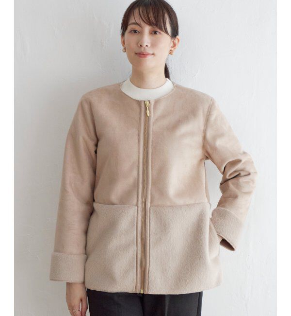 ikka「ファー切り替えジャケット」|その他|