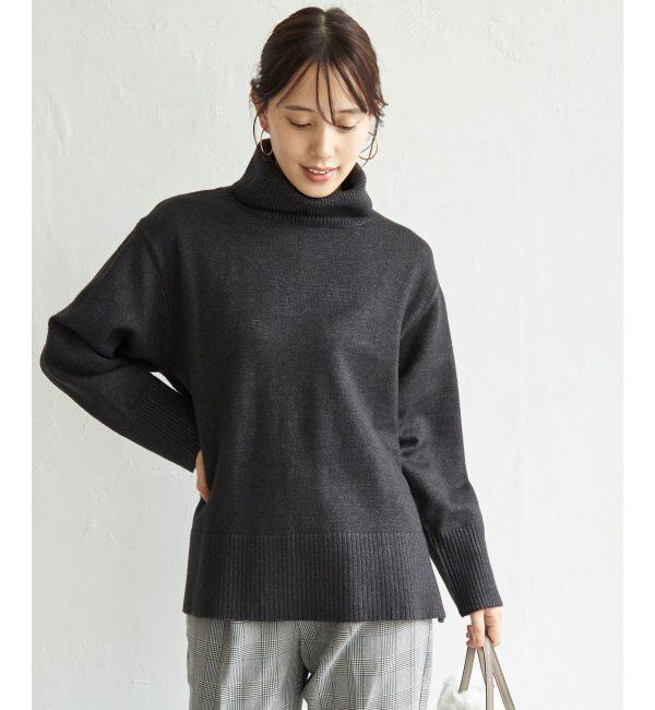 ikka「ワイドタートルネックニットプルオーバー」|プルオーバー|ブラック