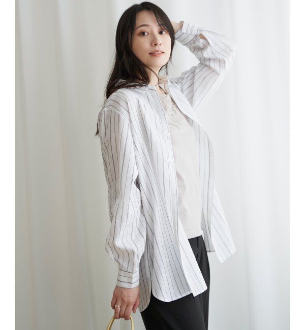 ikka「フレンチリネンMIX長袖シャツ」|シャツ・ブラウス|