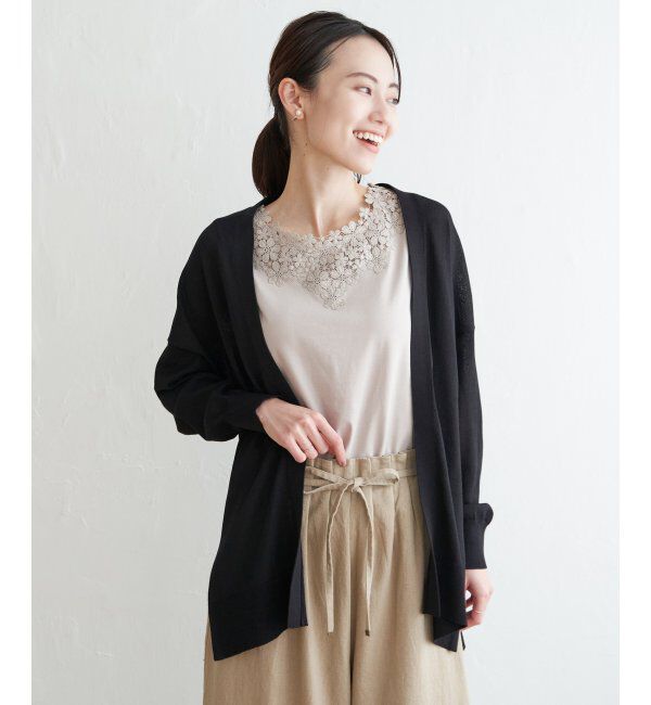 ikka「【洗濯機で洗える／吸水速乾】洗えるさらっとカーディガン【UVカット】」|その他|ブラック