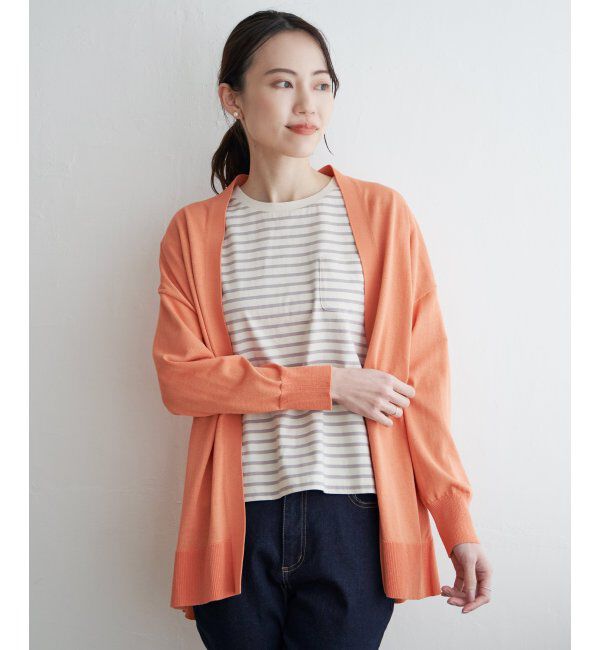 ikka「【洗濯機で洗える／吸水速乾】洗えるさらっとカーディガン【UVカット】」|その他|オレンジ