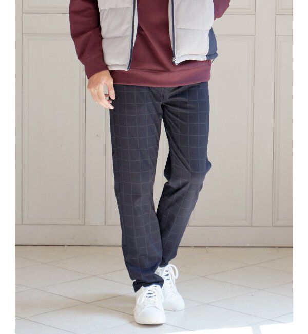 ikka「GOKU楽 EASY STRETCH イージーストレッチ チェック5Pパンツ」|その他|ネイビーブルー