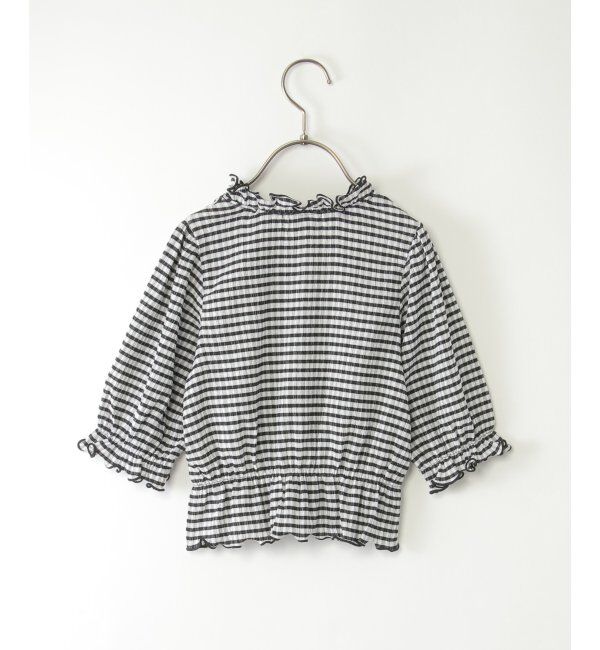 ikka kids「ブラウスライクチェック7分袖プルオーバー（120~160cm）」|Tシャツ・カットソー|