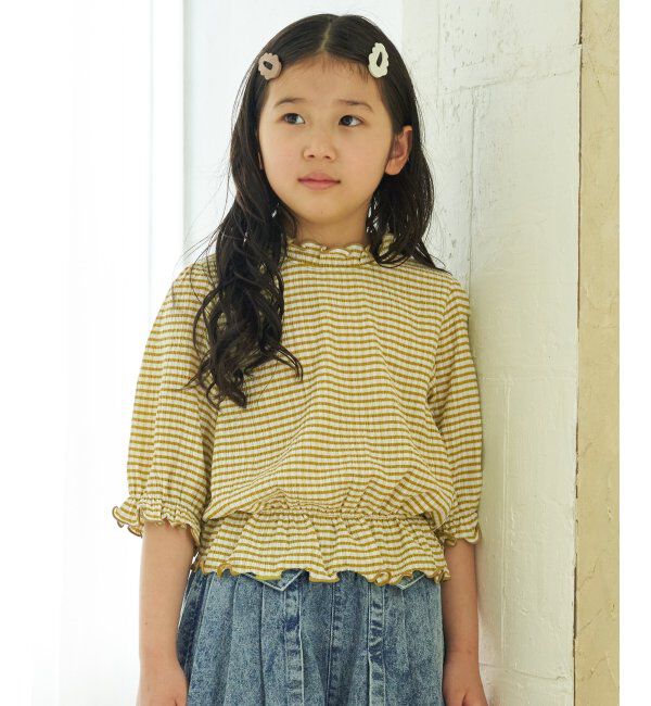 ikka kids「ブラウスライクチェック7分袖プルオーバー（120~160cm）」|Tシャツ・カットソー|