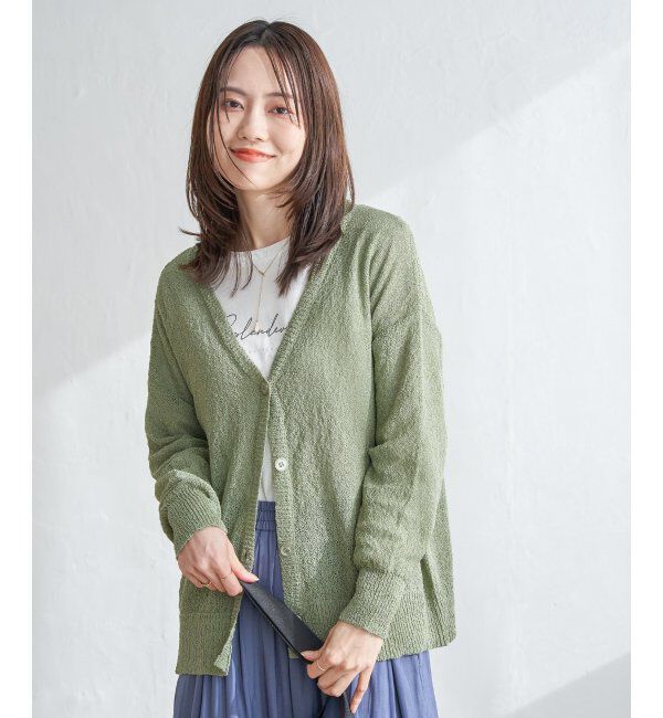 ikka「ブークレーVネックカーディガン」|その他|ライトグリーン