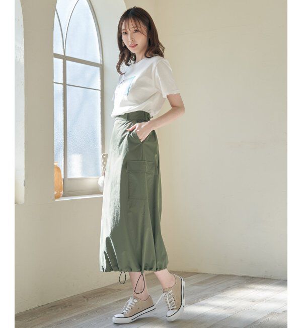 ikka「【雑誌InRed5月号掲載】リップストップカーゴスカート」|スカート|