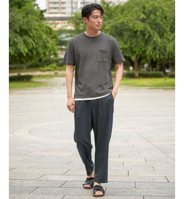 ikka「【雑誌MonoMax5月号掲載】メランジワッフルポケ付きフェイクTシャツ」|Tシャツ・カットソー|