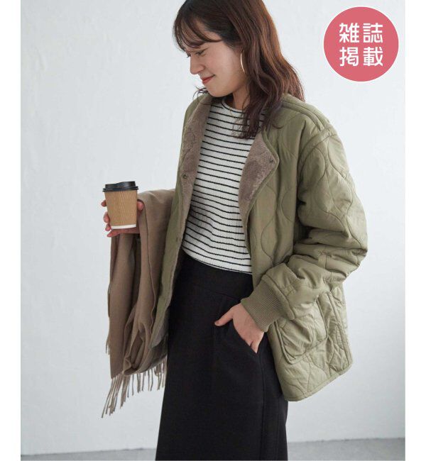 ikka「キルトファーリバーシブルブルゾン」|ブルゾン・スタジャン|カーキ