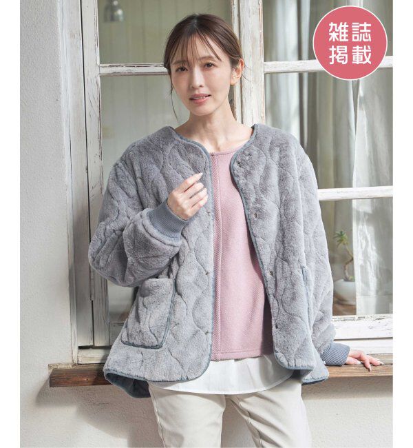 ikka「キルトファーリバーシブルブルゾン」|ブルゾン・スタジャン|ブルー