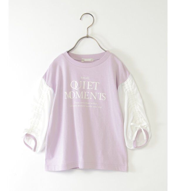 ikka kids「袖布帛シャーリング7分Tシャツ（120~160cm）」|Tシャツ・カットソー|