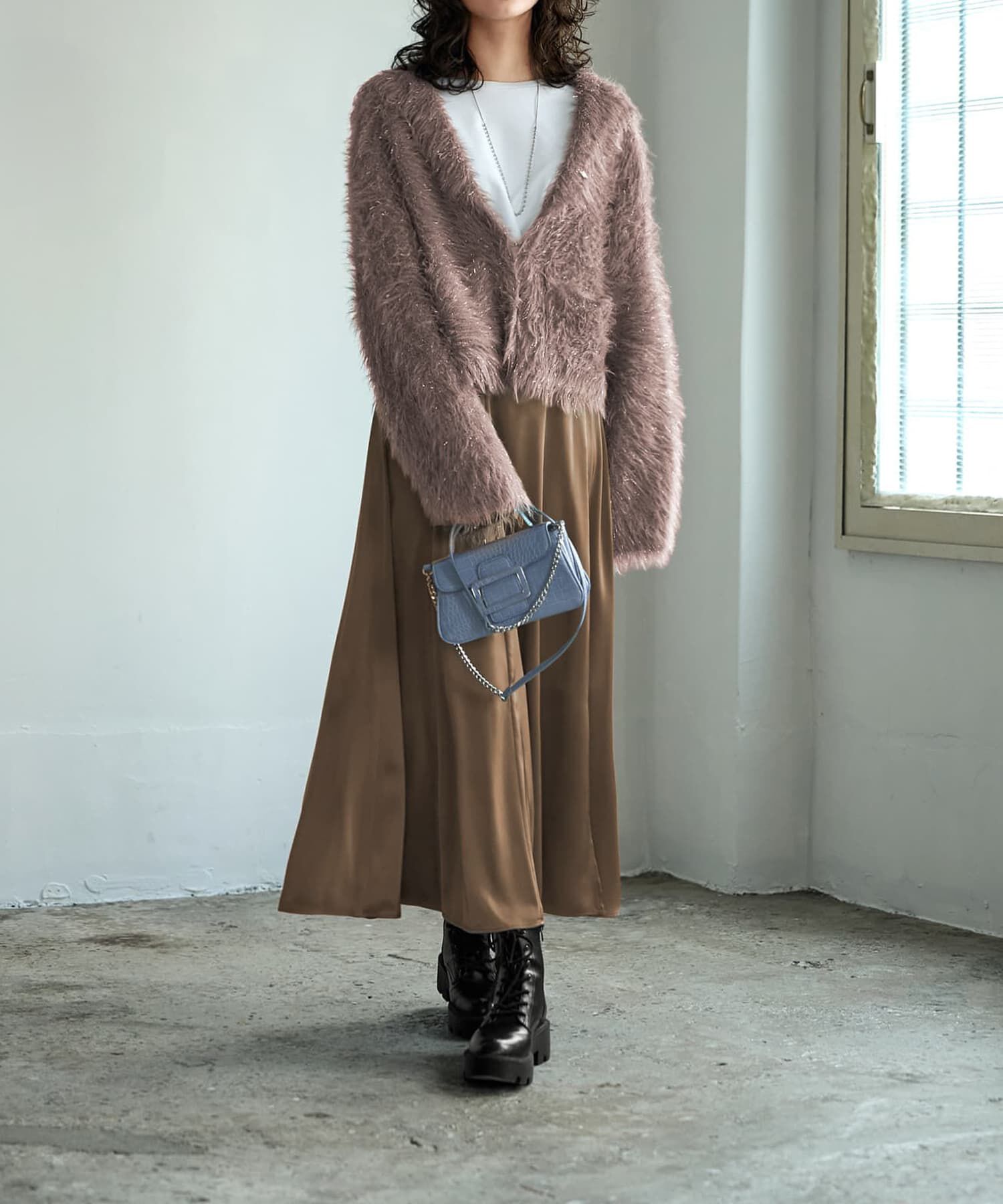 STYLE DELI「とろみサテンロングフレアスカート」|フレア|