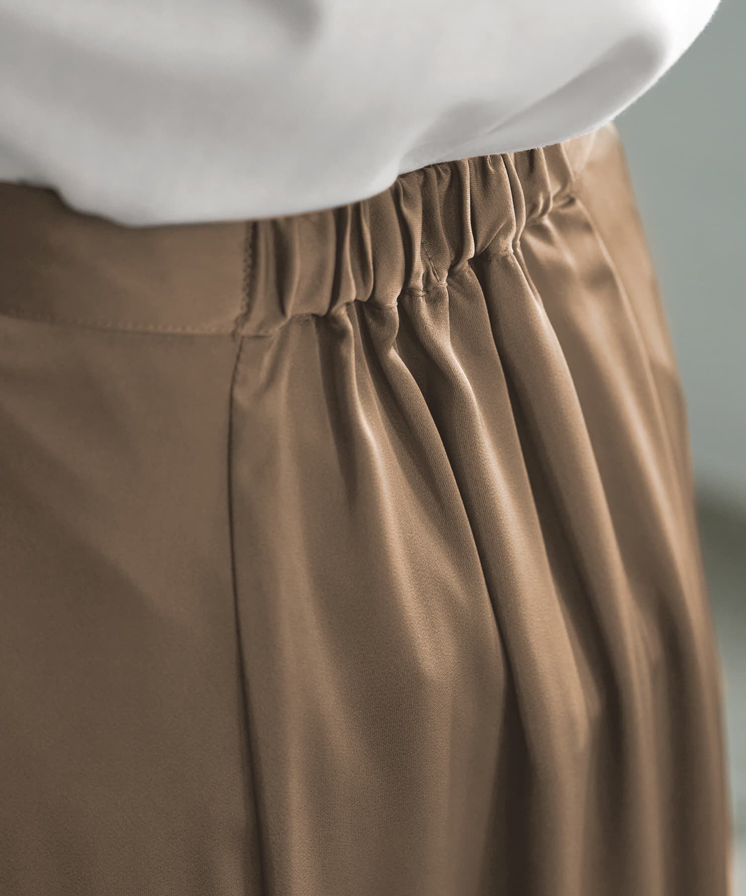 STYLE DELI「とろみサテンロングフレアスカート」|フレア|