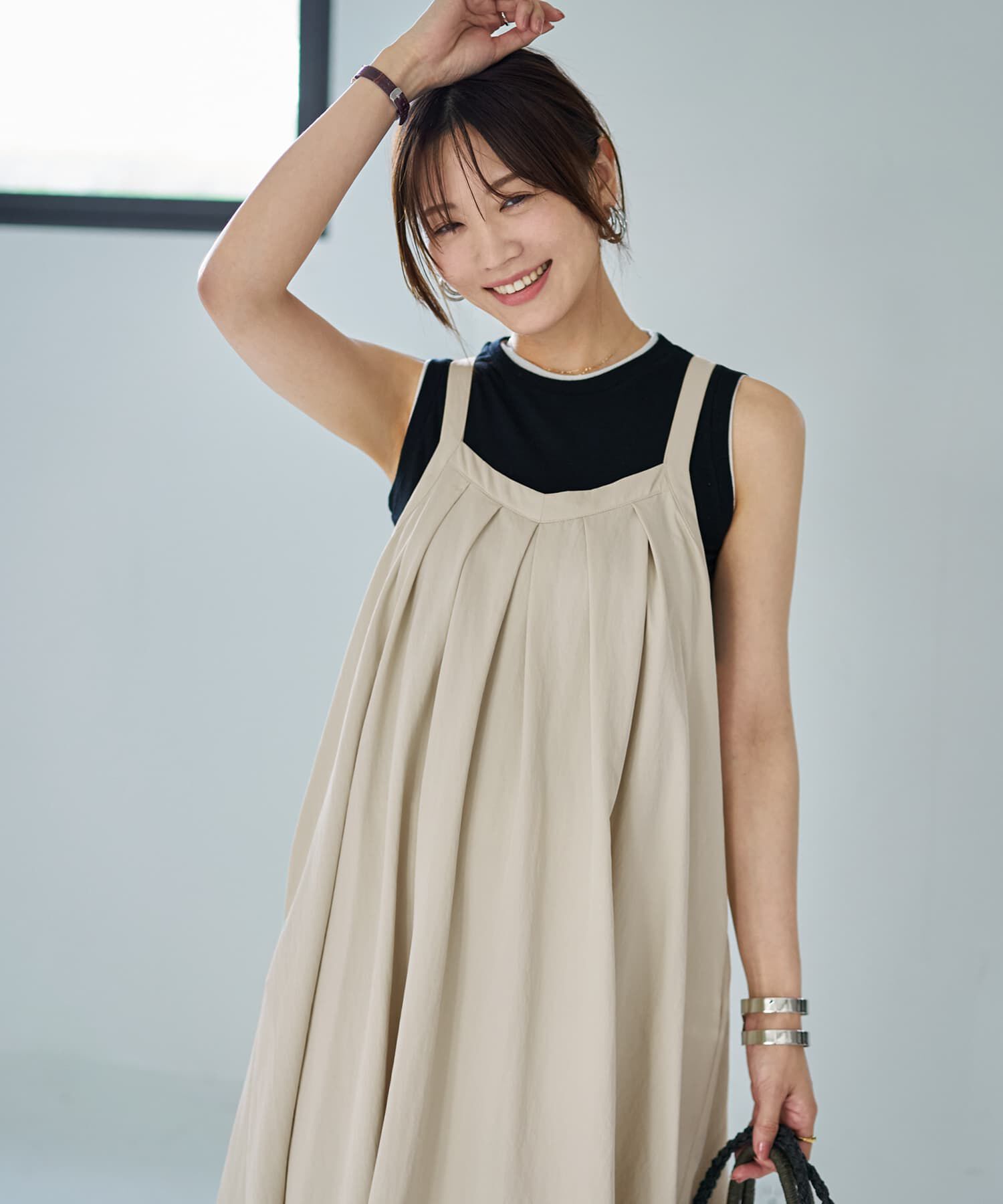 STYLE DELI「前タックAラインジャンパースカート」|ジャンパースカート|エクリュ