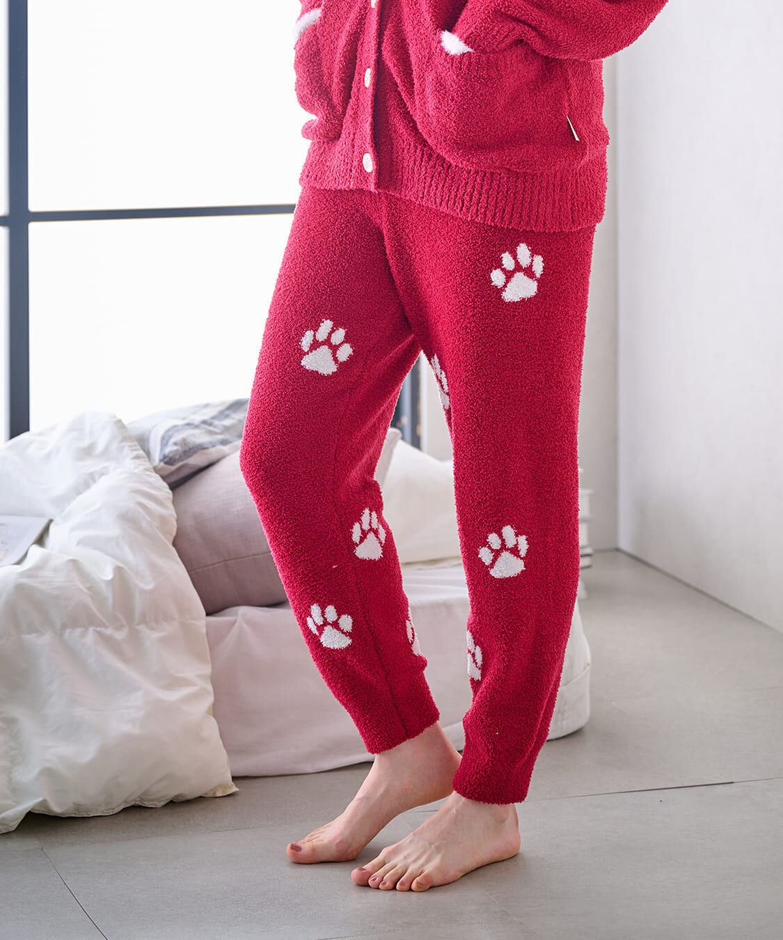 PAUL&JOE「ランダム猫足跡　モールヤーンジャカードロングパンツ」|ルームウェア|