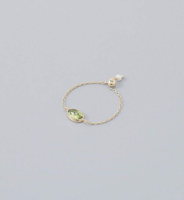 JUPITER「【K10】天然石チェーンリング/ペリドット　17号サイズまで調整可」|リング|ゴールド