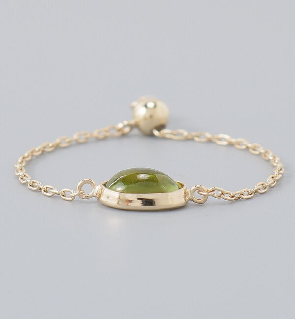JUPITER「【K10】天然石チェーンリング/ペリドット　17号サイズまで調整可」|リング|