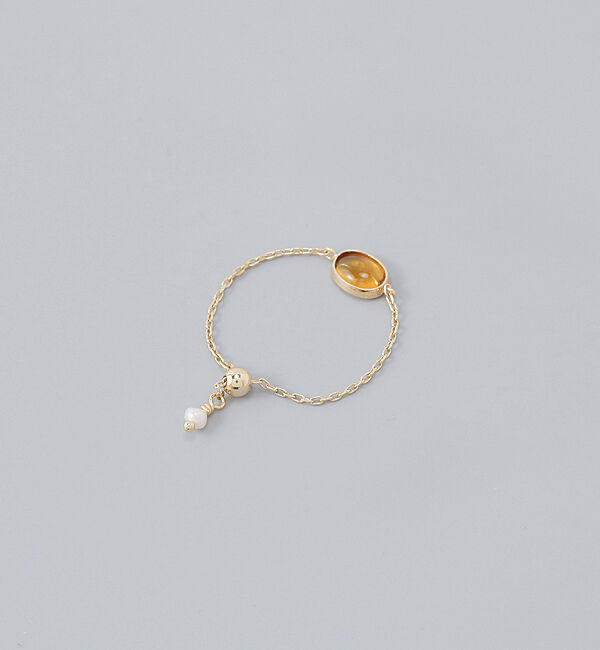 JUPITER「【K10】天然石チェーンリング/シトリン　17号サイズまで調整可」|リング|