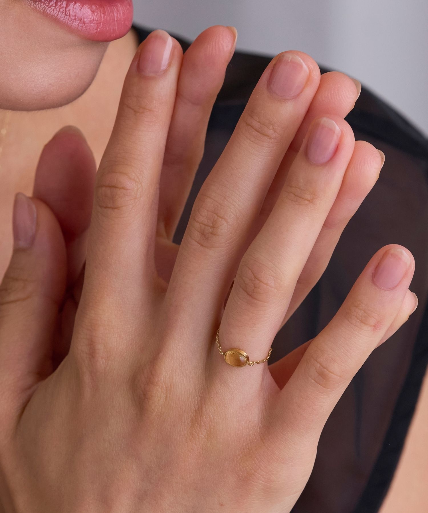 JUPITER「【K10】天然石チェーンリング/シトリン　17号サイズまで調整可」|リング|