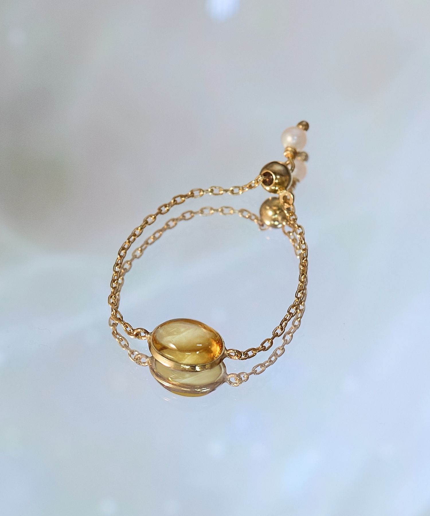 JUPITER「【K10】天然石チェーンリング/シトリン　17号サイズまで調整可」|リング|