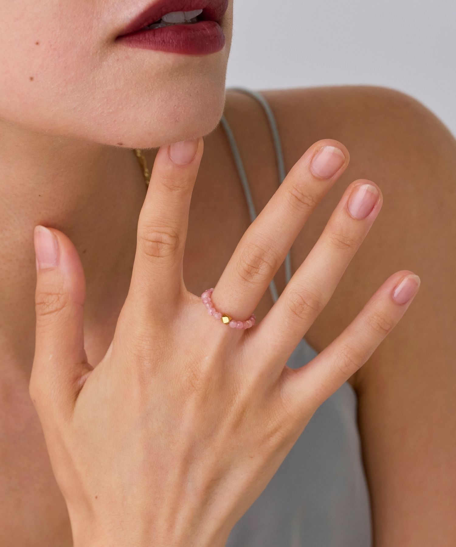 JUPITER「【SV】天然石ビーズリング/金属アレルギー対応　インカローズ」|リング|