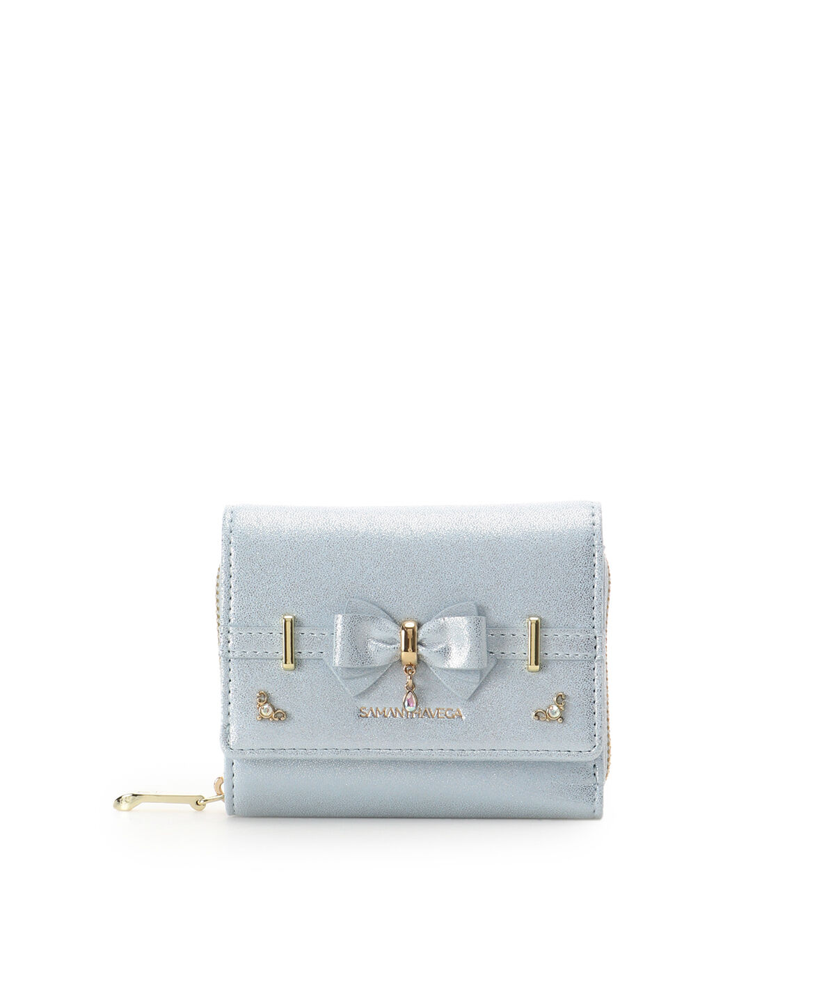 Samantha Vega「アクセントリボンラメ折財布」|財布|ライトブルー