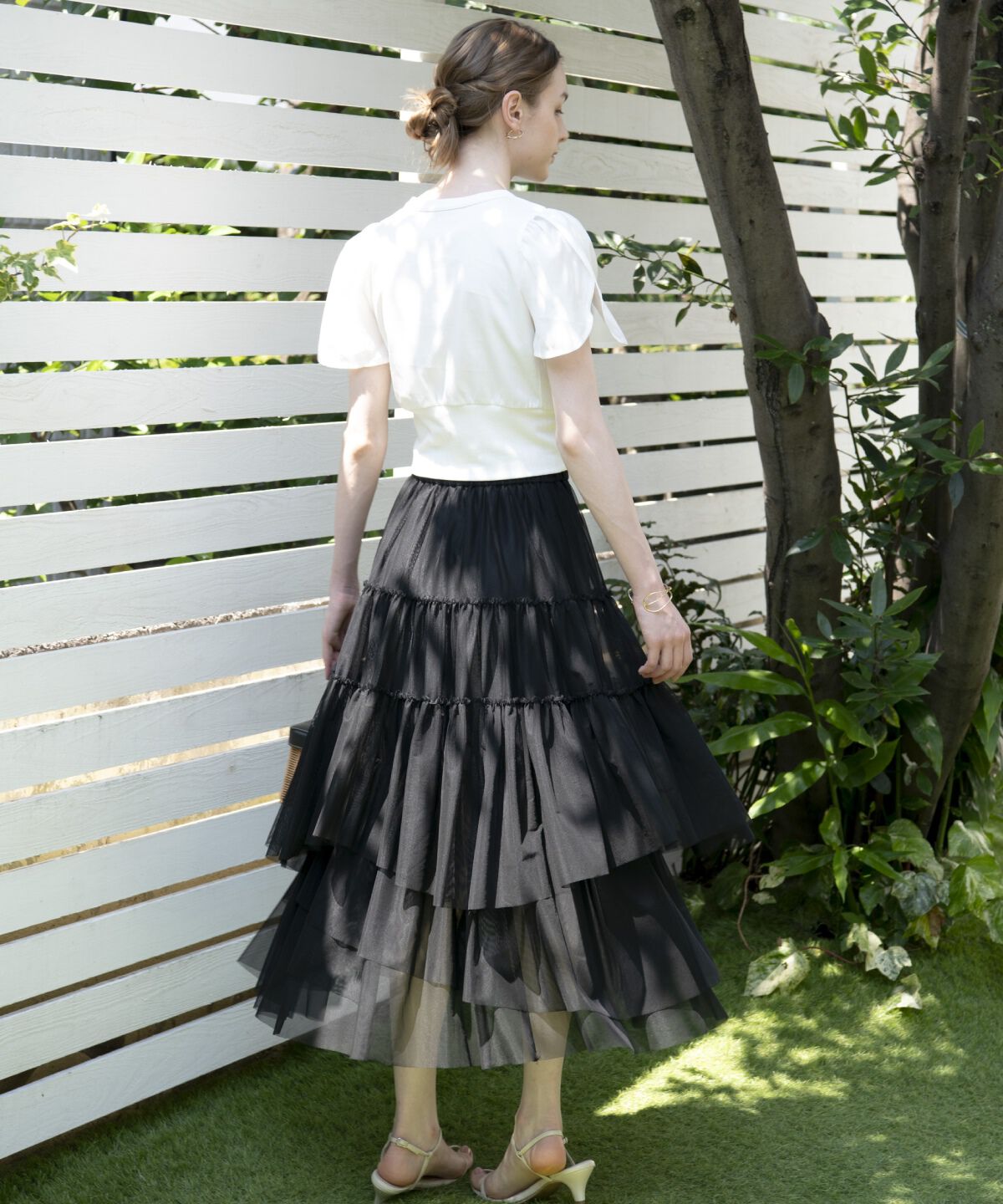 アンドクチュール「ランダムティアードチュールスカート」|フレア|