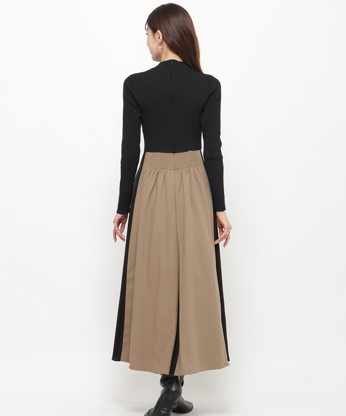 アンドクチュール「配色ドッキングワンピース」|ワンピース|