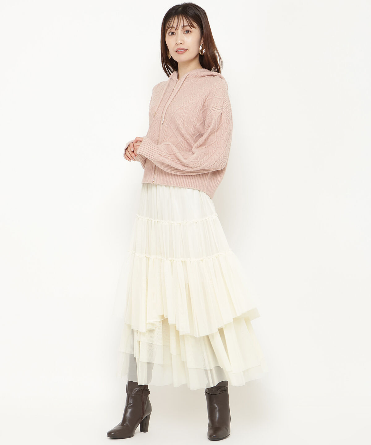 アンドクチュール「ミルドライクケーブルZIPパーカー」|パーカー|