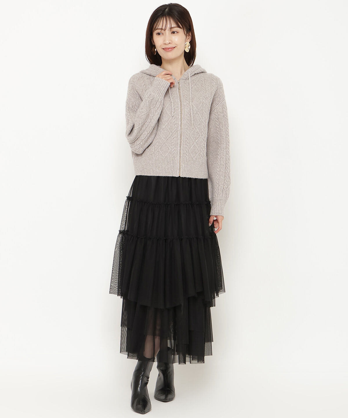 アンドクチュール「ミルドライクケーブルZIPパーカー」|パーカー|