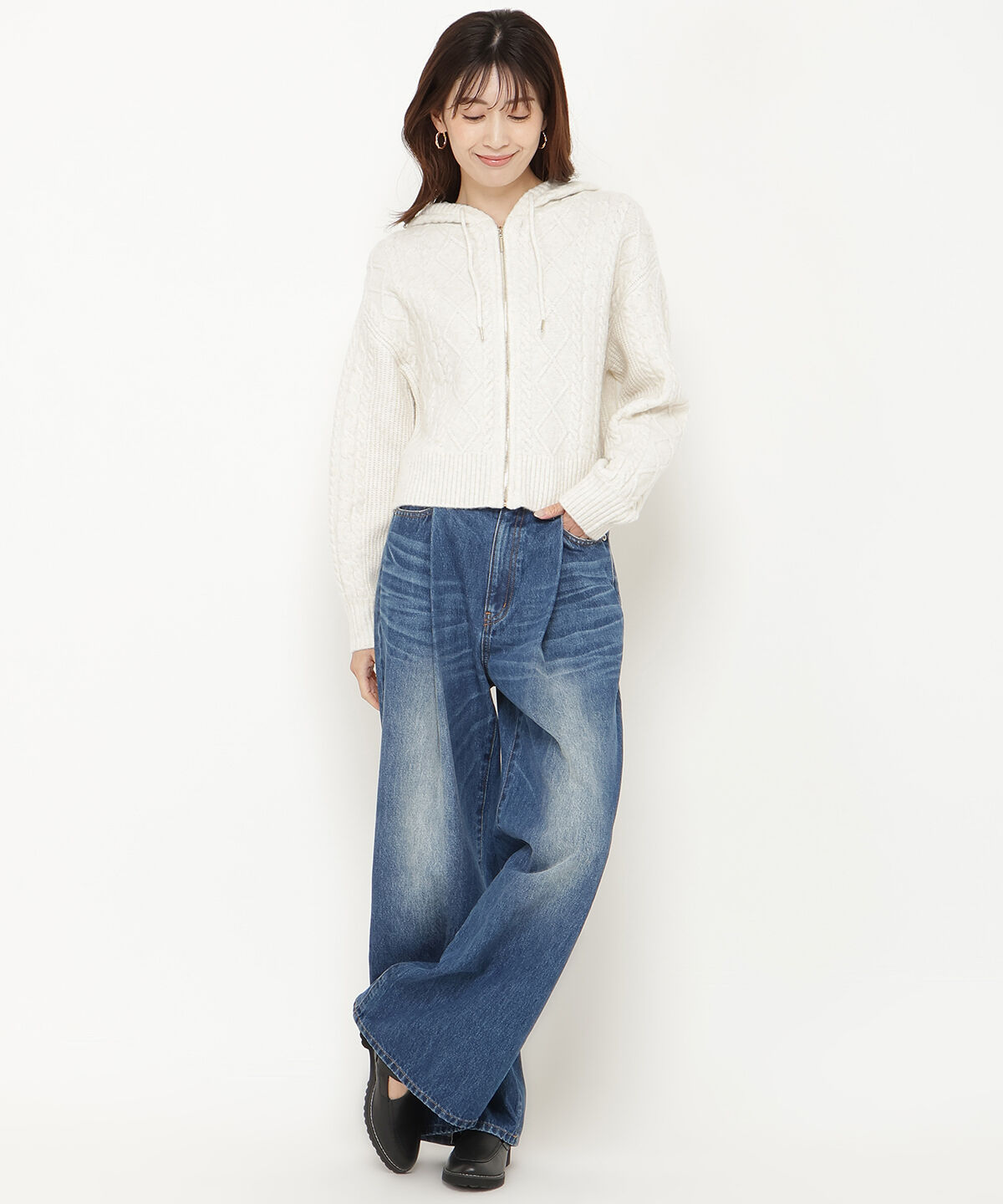 アンドクチュール「ミルドライクケーブルZIPパーカー」|パーカー|