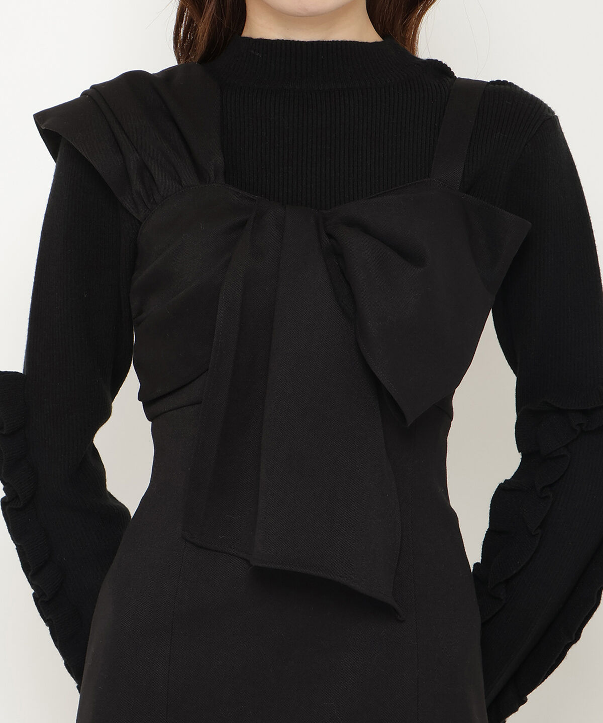 アンドクチュール「アシメショルダーリボンワンピース」|ワンピース|