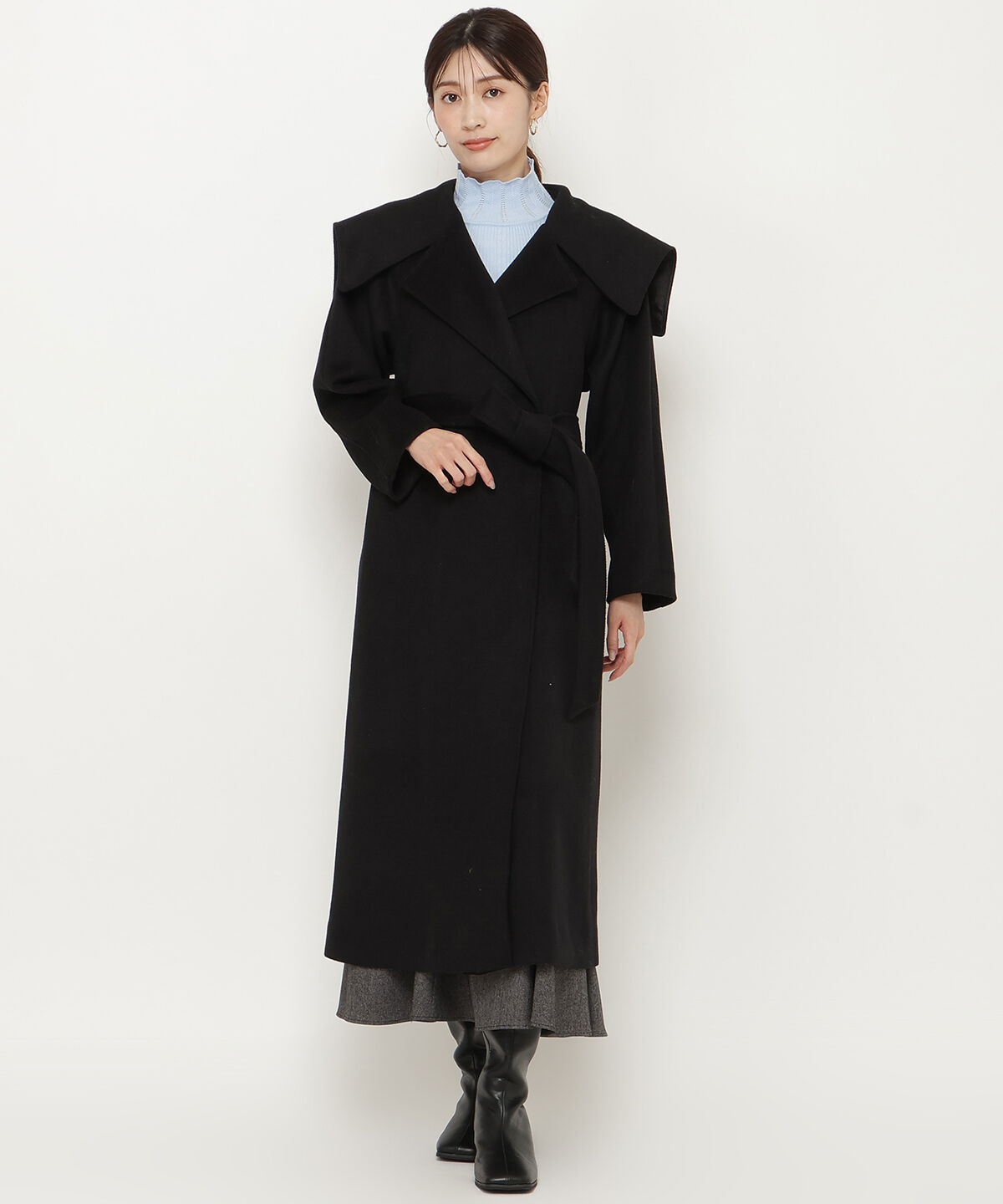 アンドクチュール「ケープカラーロングコート」|ダウン|