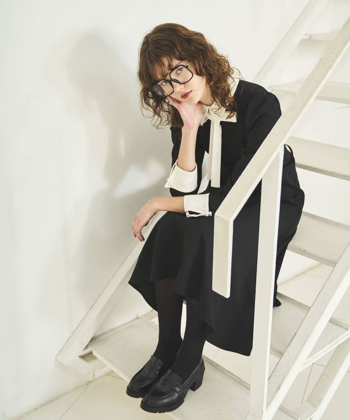 アンドクチュール「配色襟レディワンピース」|ワンピース|